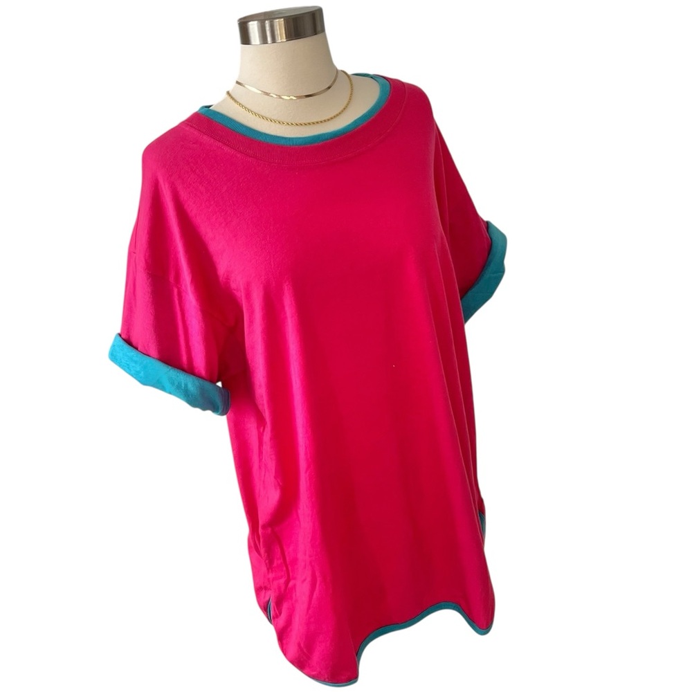 Deadstock 80s Land ‘n Sea two toned tee pink blue T-shirt dress